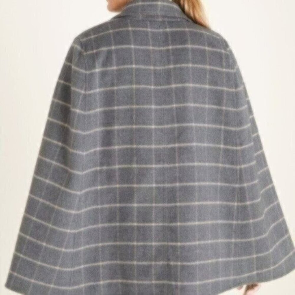 NWOT Chico's Plush Windowpane-Print Cape Jacket - Picture 3 of 6